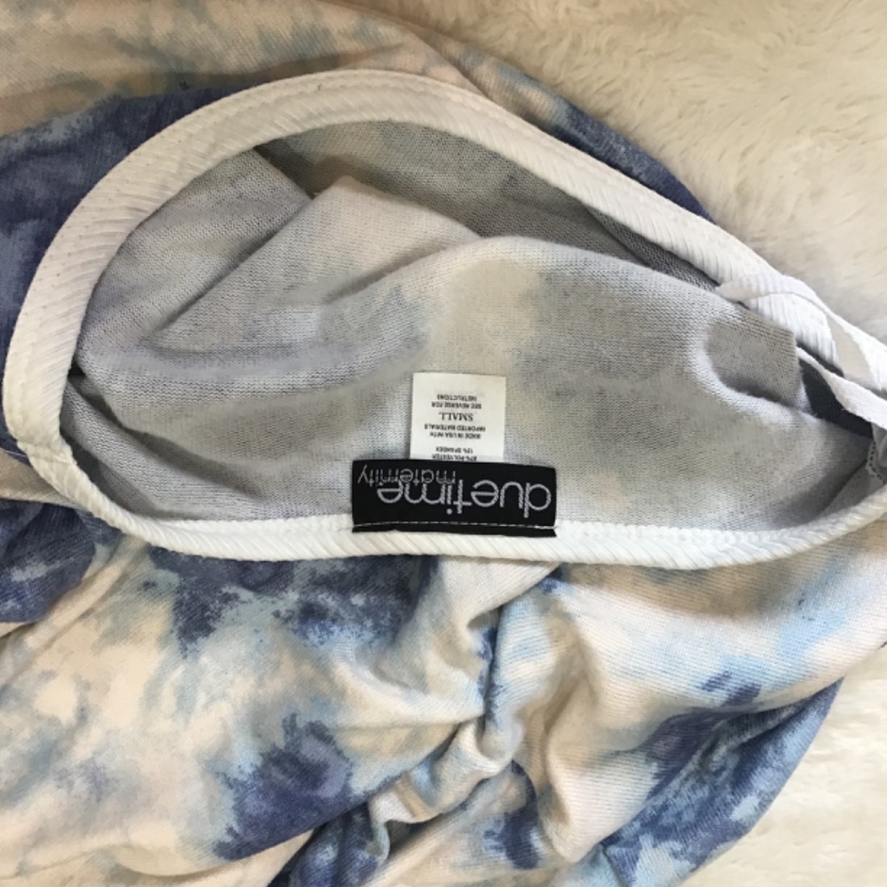 Duetime Maternity Women’s Size Small Blue Tie Dye Long Sleeve Ruched Sides Soft - Picture 7 of 9